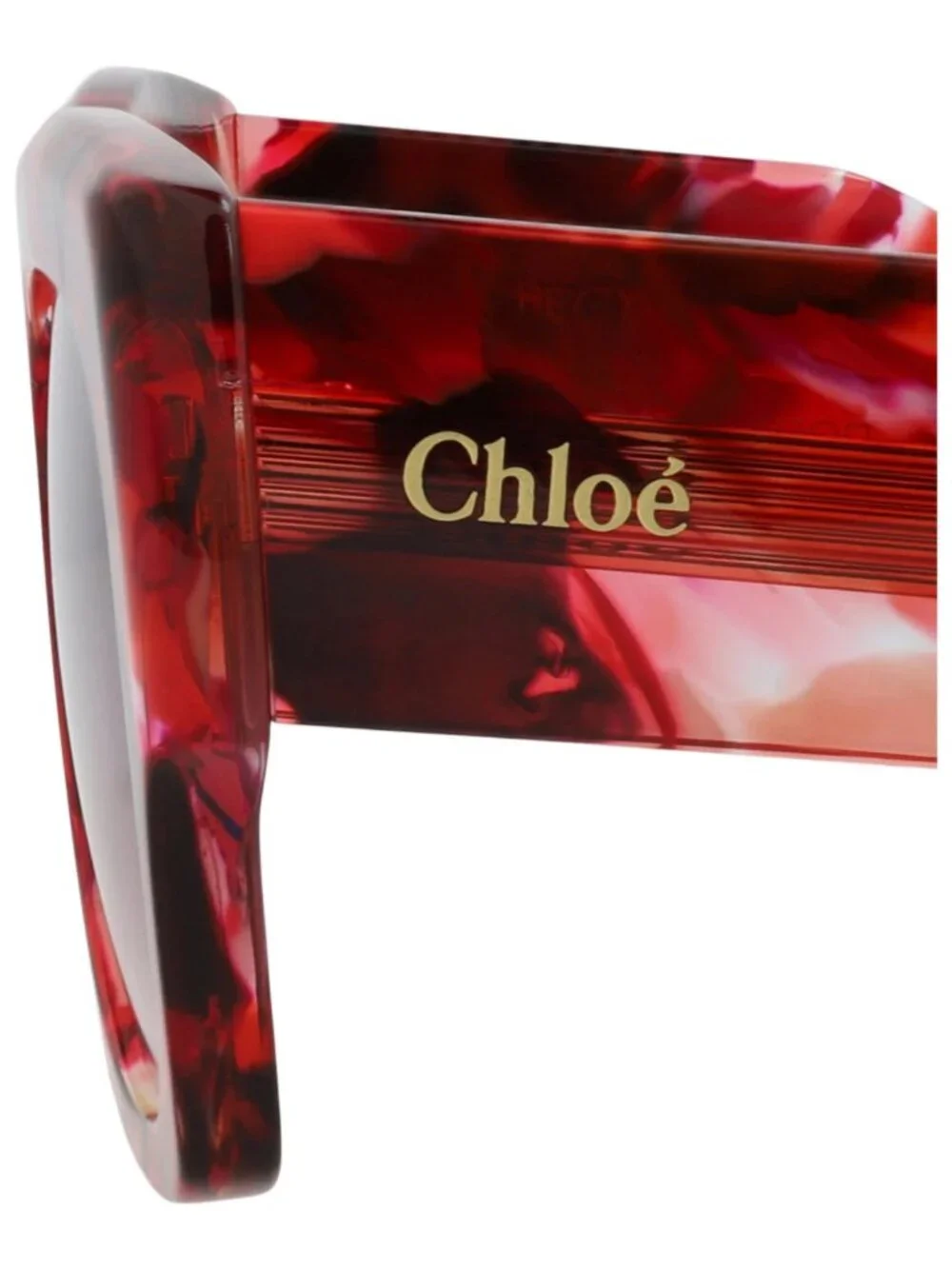 New Chloé Women's Sunglasses Square Rectangle Recycled Acetate Frame Red Red